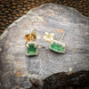 Natural Diamond and Emerald 14k Yellow Gold Studs