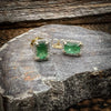 Natural Diamond and Emerald 14k Yellow Gold Studs