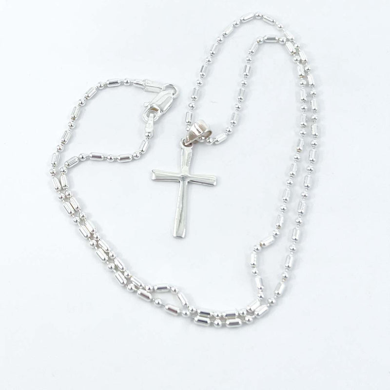 Sterling Silver Rustic Cross Necklace