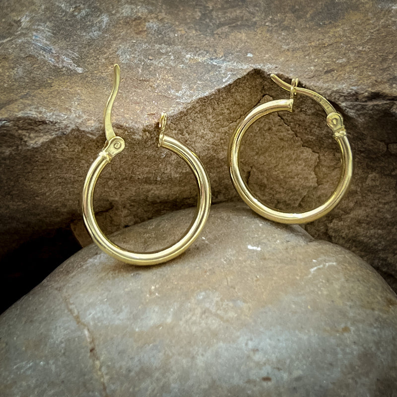 Gold Plated Sterling Silver 18mm Hoops