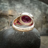 Gold Plated Sterling Silver Cross Set Garnet and White Topaz Ring