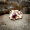 Gold Plated Sterling Silver Wide Raised Texture Garnet Cab Ring