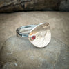 Gold Plated Sterling Silver Cupped Disc Garnet Ring