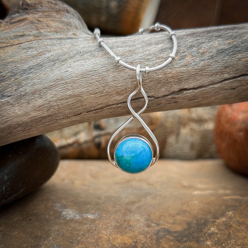Sterling Silver Turquoise Infinity Pendant Necklace