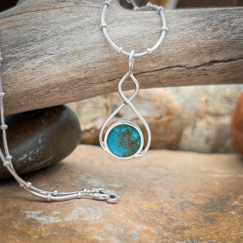 Sterling Silver Turquoise Infinity Pendant Necklace